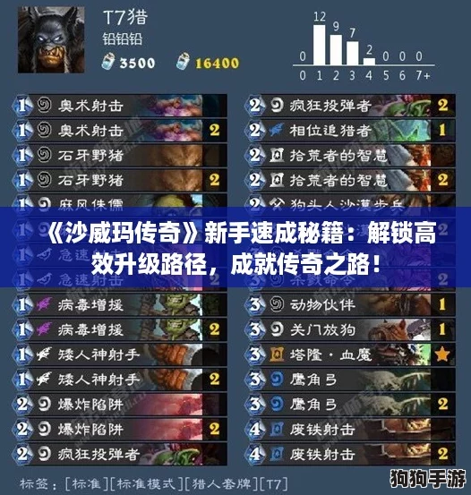 《沙威玛传奇》新手速成秘籍：解锁高效升级路径，成就传奇之路！