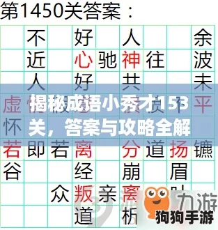 揭秘成语小秀才153关,答案与攻略全解析! 揭秘成语小秀才153关,答案与攻略全解析!