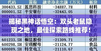 揭秘黑神话悟空：双头老鼠隐现之地，最佳探索路线推荐！