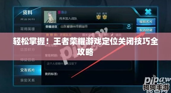 轻松掌握！王者荣耀游戏定位关闭技巧全攻略