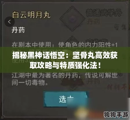 揭秘黑神话悟空：坚骨丸高效获取攻略与特质强化法！
