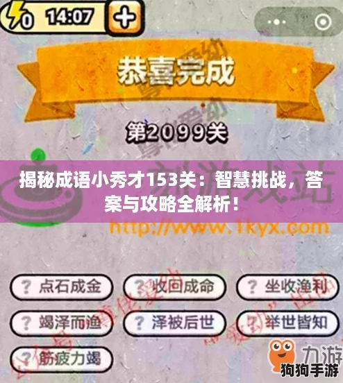 揭秘成语小秀才153关：智慧挑战，答案与攻略全解析！