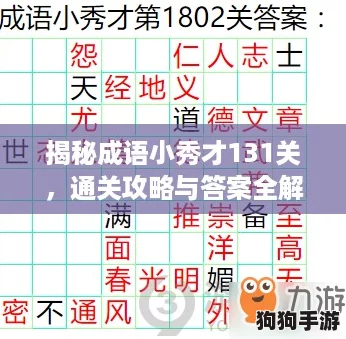揭秘成语小秀才131关，通关攻略与答案全解析！