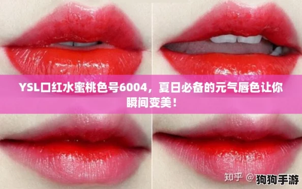 YSL口红水蜜桃色号6004，夏日必备的元气唇色让你瞬间变美！