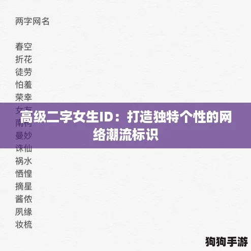 高级二字女生ID：打造独特个性的网络潮流标识