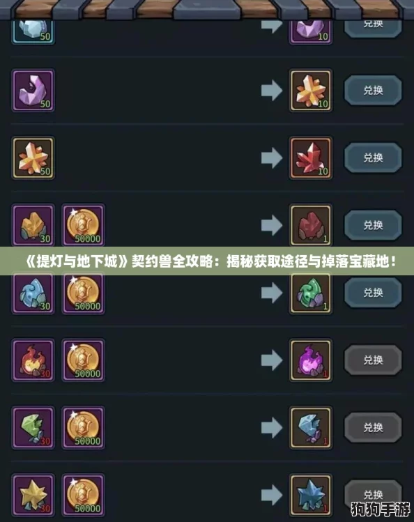 《提灯与地下城》契约兽全攻略：揭秘获取途径与掉落宝藏地！