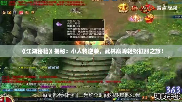 《江湖秘籍》揭秘：小人物逆袭，武林巅峰轻松征服之旅！