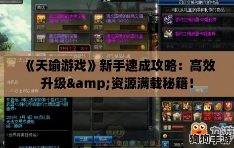 《天瑜游戏》新手速成攻略：高效升级&资源满载秘籍！