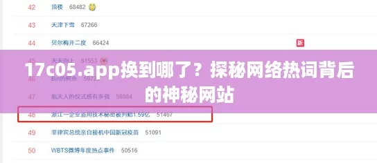 17c05.app换到哪了？探秘网络热词背后的神秘网站