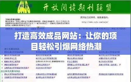 打造高效成品网站：让你的项目轻松引爆网络热潮