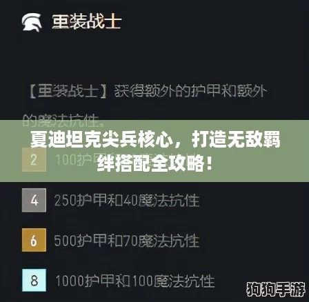 夏迪坦克尖兵核心，打造无敌羁绊搭配全攻略！