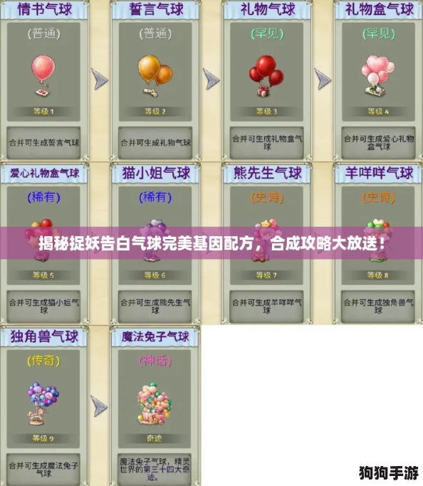 揭秘捉妖告白气球完美基因配方，合成攻略大放送！