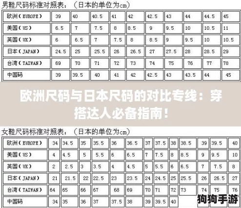 欧洲尺码与日本尺码的对比专线：穿搭达人必备指南！