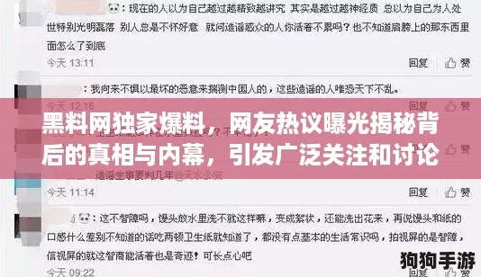 黑料网独家爆料，网友热议曝光揭秘背后的真相与内幕，引发广泛关注和讨论