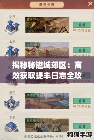 揭秘秘镒城郊区：高效获取提丰日志全攻略