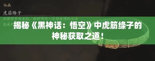 揭秘《黑神话：悟空》中虎筋绦子的神秘获取之道！
