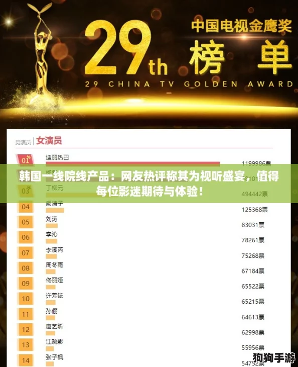 韩国一线院线产品：网友热评称其为视听盛宴，值得每位影迷期待与体验！