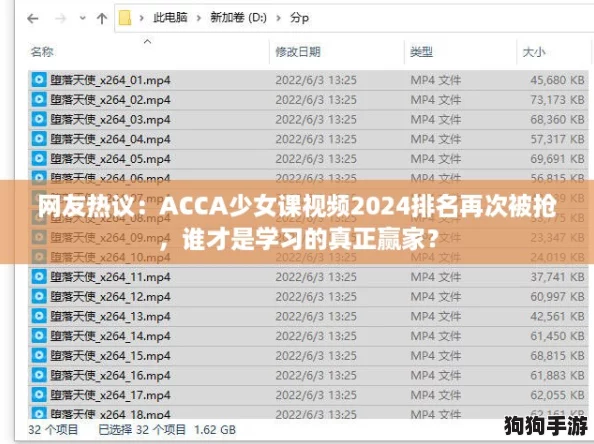 网友热议：ACCA少女课视频2024排名再次被抢，谁才是学习的真正赢家？