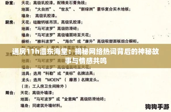 通房11h温东海堂：揭秘网络热词背后的神秘故事与情感共鸣