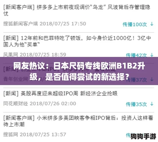 网友热议：日本尺码专线欧洲B1B2升级，是否值得尝试的新选择？