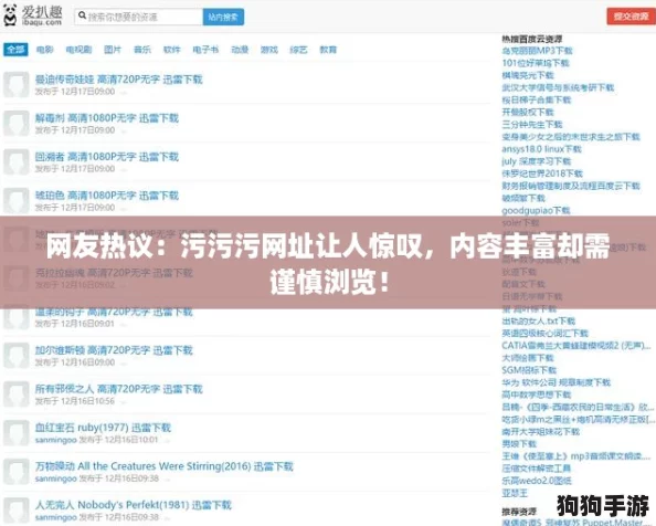 网友热议：污污污网址让人惊叹，内容丰富却需谨慎浏览！
