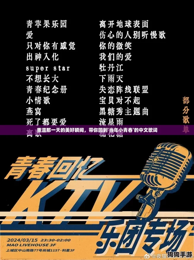 重温那一天的美好瞬间，带你回到‘当年小青春’的中文歌词