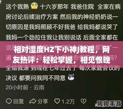 相对湿度HZ下小神J教程，网友热评：轻松掌握，相见恨晚的实用技巧分享！