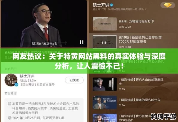 网友热议：关于特黄网站黑料的真实体验与深度分析，让人震惊不已！
