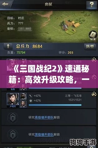 《三国战纪2》速通秘籍：高效升级攻略，一日千里成霸主！