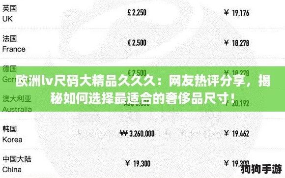 欧洲lv尺码大精品久久久：网友热评分享，揭秘如何选择最适合的奢侈品尺寸！